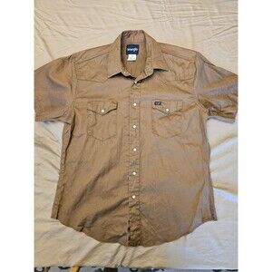 Wrangler Men's Western Short Sleeve Brown Pearl Snap Shirt Size XL